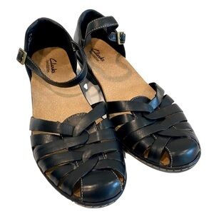 Clark’s Bendables Wendy Land Leather Mary Jane Ankle Strap Sandle Size 10